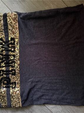 PINK Victoria's Secret Charcoal Gray sleeveless Tee with Gold Sequin Panel
